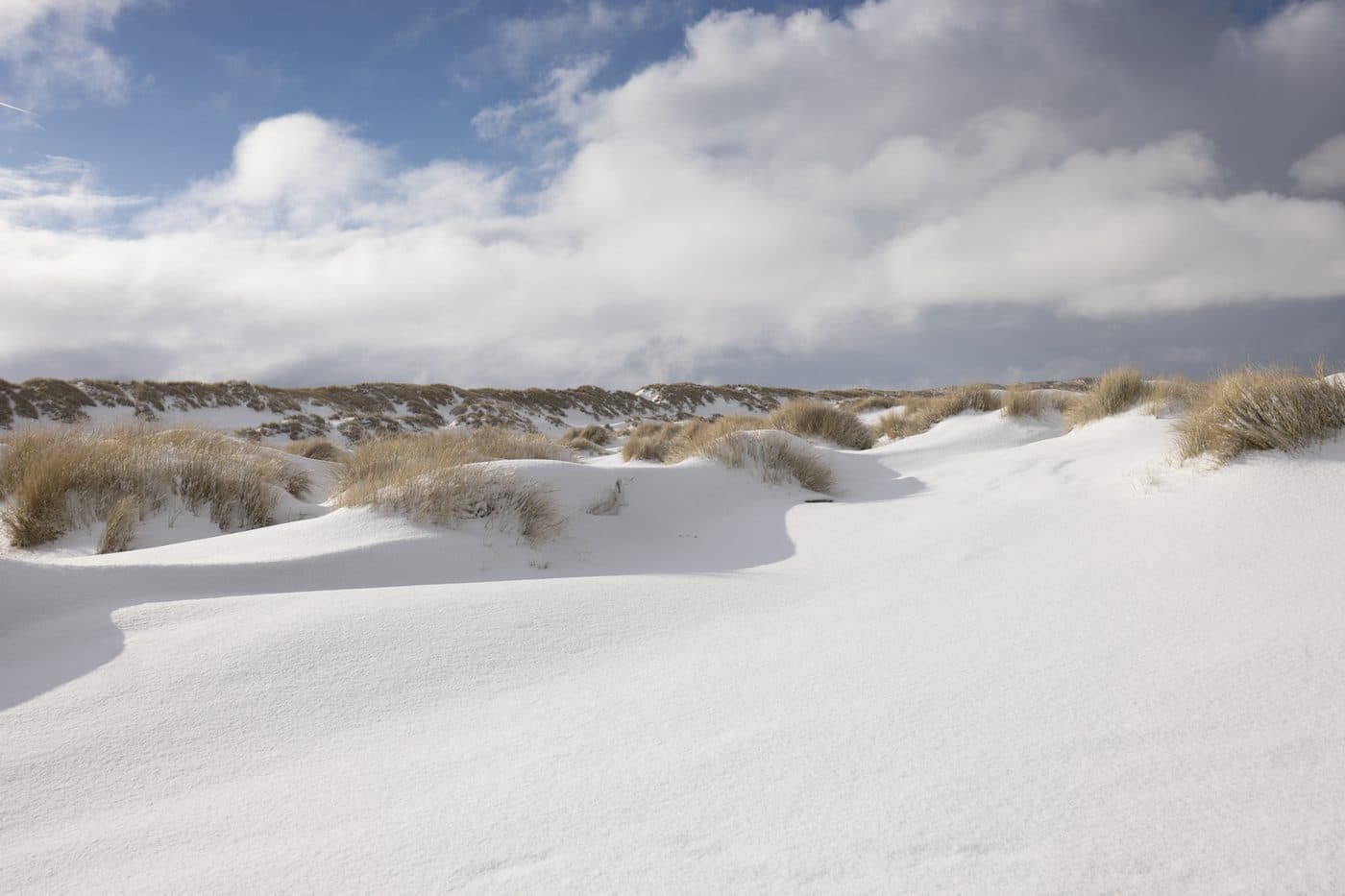 Duinen Terschelling in de sneeuw, vakantieverhuur Midsland aan Zee alle seizoenen